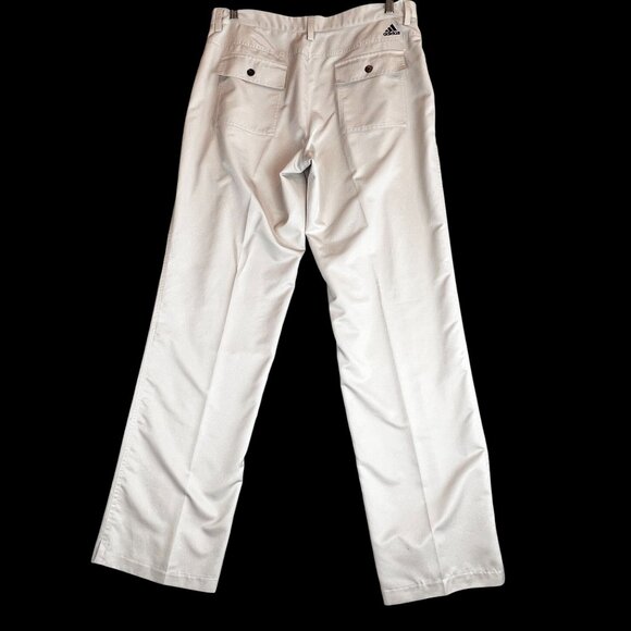 Adidas Pants Men 34x33 Beige Khaki Straight Golf Flat Front Outdoor Climalite - Picture 2 of 10